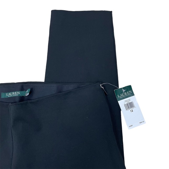 Lauren Ralph Lauren Women’s Black Side Zip Flat Front Tapered Leg Pants Size 12 - Picture 9 of 16